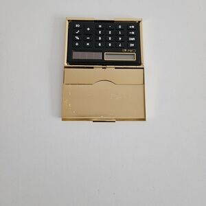 Vintage Colibri Card Holder And Solar Calculator Gold Tone Metal